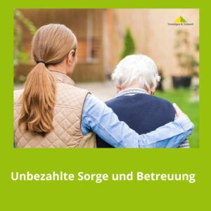 junge Frrau haelt alte Frau unbezahlte Sorge und Betreuung