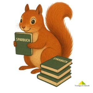 Eichhoernchen mit Sparbuechern vermoegenundzukunft