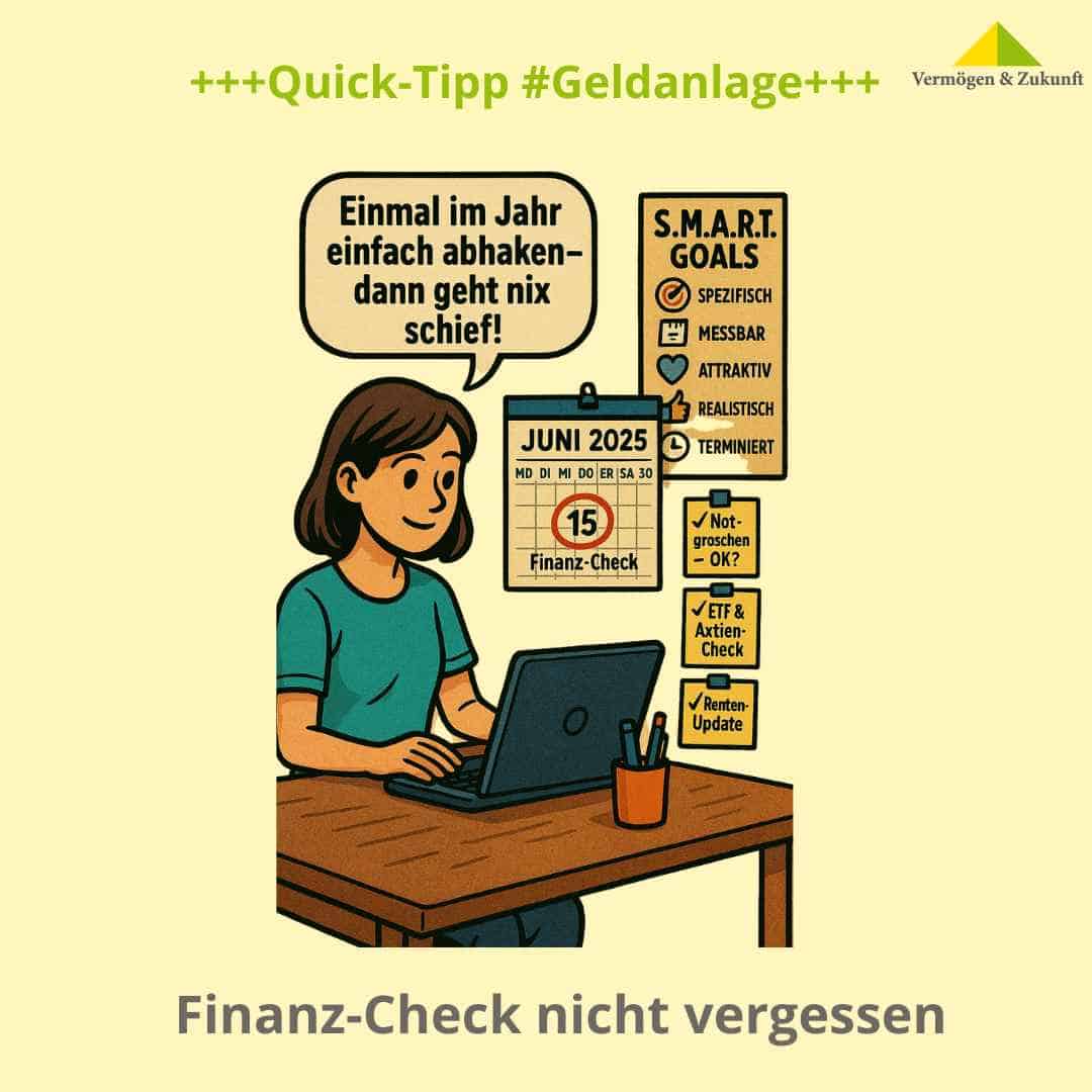 Finanz-check-nicht-vergessen-vermoegenundzukunft Anlegerin am Laptop - Finanz-Check einmal pro Jahr - vermoegenunduzukunft