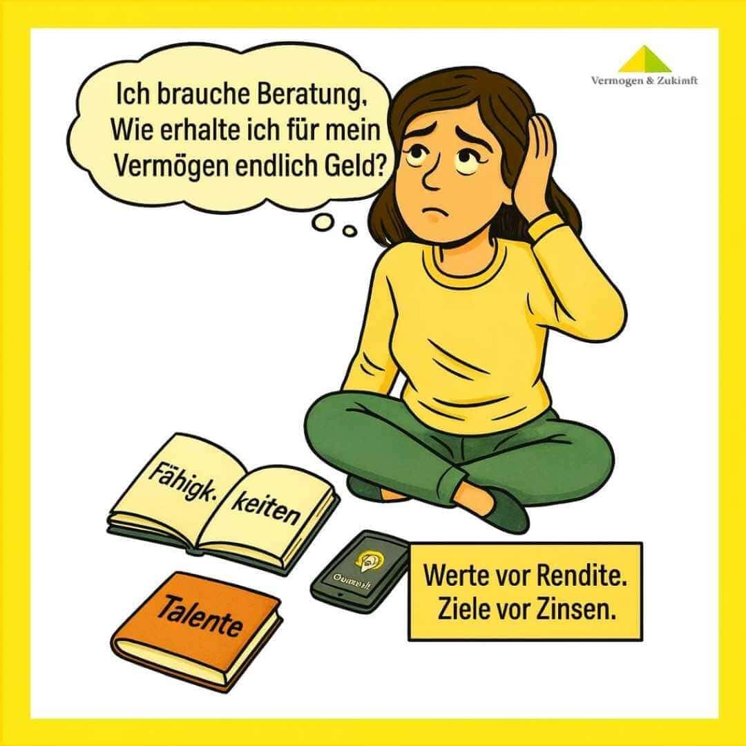 Geld-fuer-Vermoegen Finanzcoaching Kundin mit Wunsch mehr Geld fuer ihr Vermoegen zu bekommen